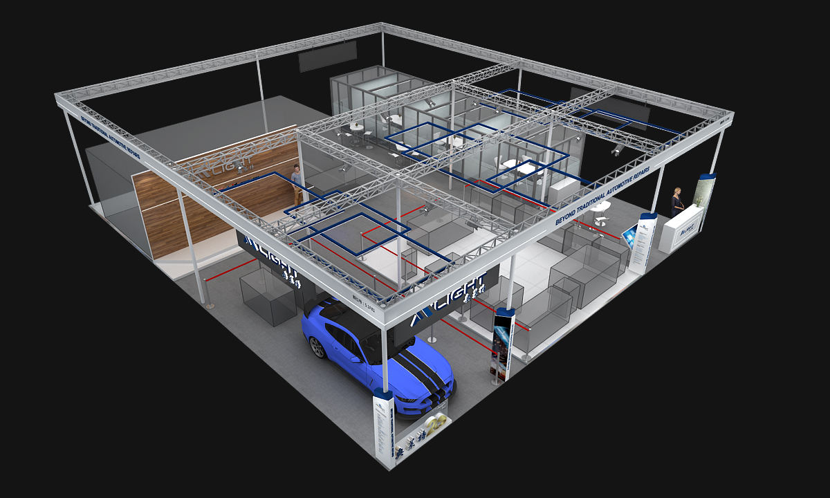 汽車(chē)展臺(tái)設(shè)計(jì)圖片的鳥(niǎo)瞰圖